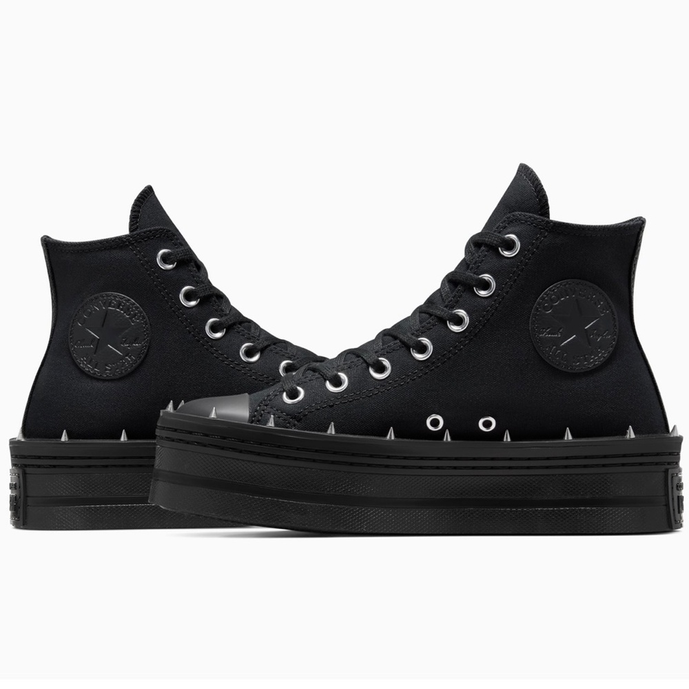 Converse Chuck Taylor All Star Modern Lift Platform Studded Black size 8.5 NEW - Picture 4 of 12